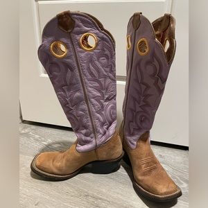 Tony Lama Purple Square Toe Cowboy Boots, Size 8